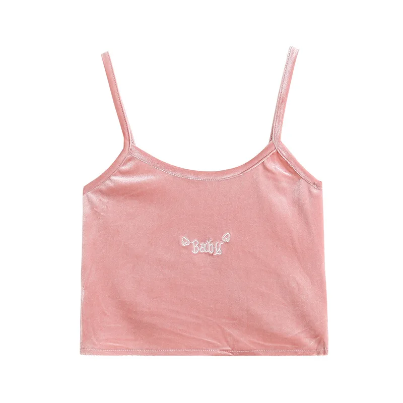 Pink Crop Top Women Summer Letter Embroidery Velvet Camis Slim Cute Y2k Tops Kawaii Clothes
Pink Crop Top Women Summer Letter Embroidery Velvet Camis Slim Cute Y2k Tops Kawaii Clothes