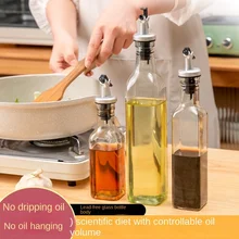 Glass Square Seasoning Bottle Oil Pot Leak-proof Kitchen Oil Bottle Oil Can Sesame Oil Soy Sauce Vinegar Pot Seasoning Bottle
