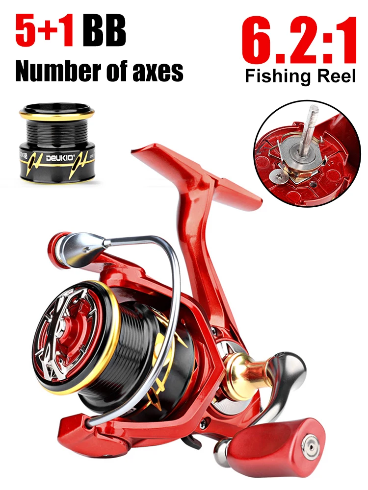 Fishing Reel Lightweight Spinning Reel 5+1BB 6.2:1 High Speed 6KG Max Drag Metal Spool Carp Fishing Freshwater Saltwater Tackle
Fishing Reel Lightweight Spinning Reel 5+1BB 6.2:1 High Speed 6KG Max Drag Metal Spool Carp Fishing Freshwater Saltwater Tackle