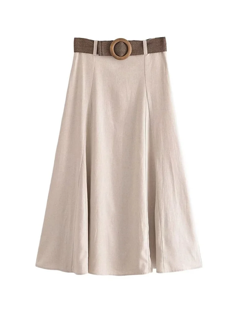 Женская льняная юбка с поясом Kumsvag, элегантная однотонная Свободная юбка средней длины до щиколотки, одежда для улицы на лето 2023 
Женская льняная юбка с поясом Kumsvag, элегантная однотонная Свободная юбка средней длины до щиколотки, одежда для улицы на лето 2023