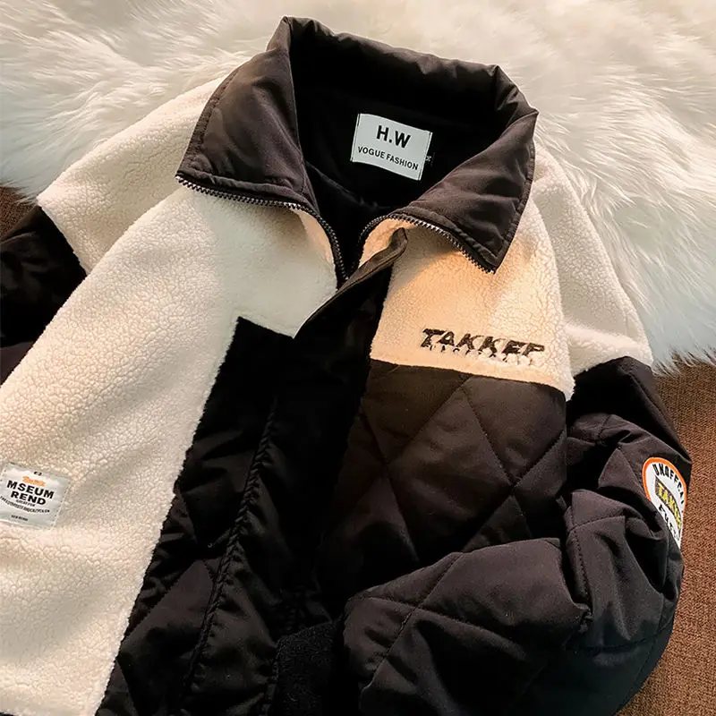Lamb wool patchwork asymmetric cotton jacket Stitch couple women y2k jacket warm 2022 winter clothes women Loose and thick
Lamb wool patchwork asymmetric cotton jacket Stitch couple women y2k jacket warm 2022 winter clothes women Loose and thick