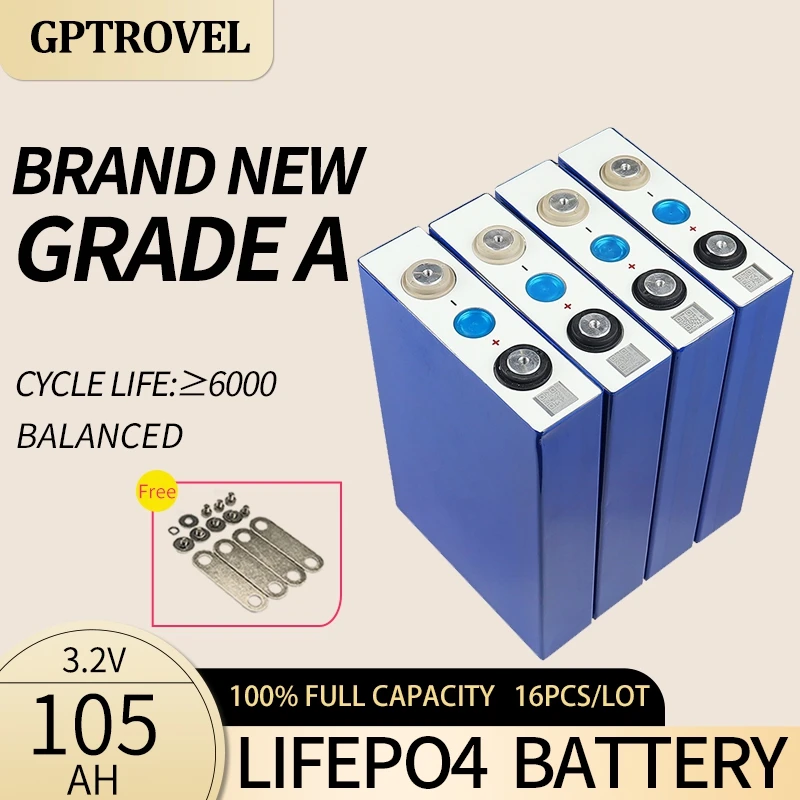 Solar Power Bank Home Energy Storage 3.2V 105Ah Battery Cell Rechargeable LiFePO4 Deep Cycle Lithium Iron Phosphate
Solar Power Bank Home Energy Storage 3.2V 105Ah Battery Cell Rechargeable LiFePO4 Deep Cycle Lithium Iron Phosphate