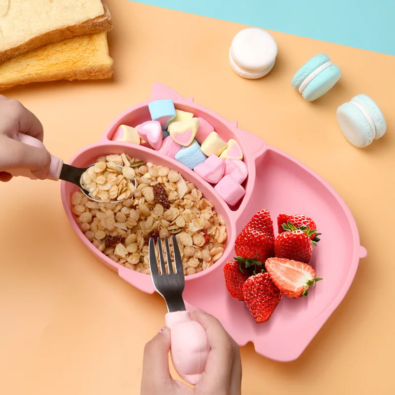 Baby bowl plate with sucker complementary food bowl fork spoon feeding tableware set children silicone plate baby stuff
Baby bowl plate with sucker complementary food bowl fork spoon feeding tableware set children silicone plate baby stuff