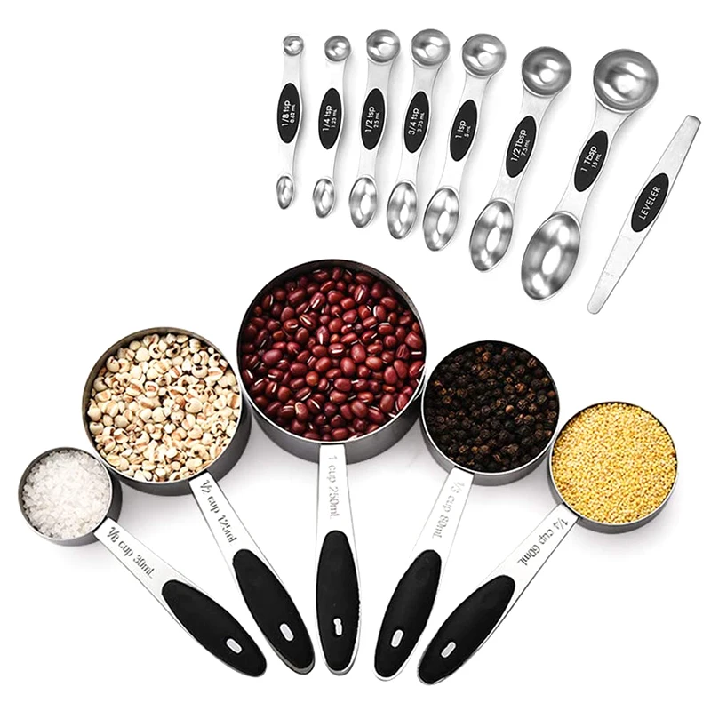 Stainless Steel Measuring Spoons and Cups Set, with 5 Cups and 7 Spoons 1 Levele , for Cooking and Baking
Stainless Steel Measuring Spoons and Cups Set, with 5 Cups and 7 Spoons 1 Levele , for Cooking and Baking