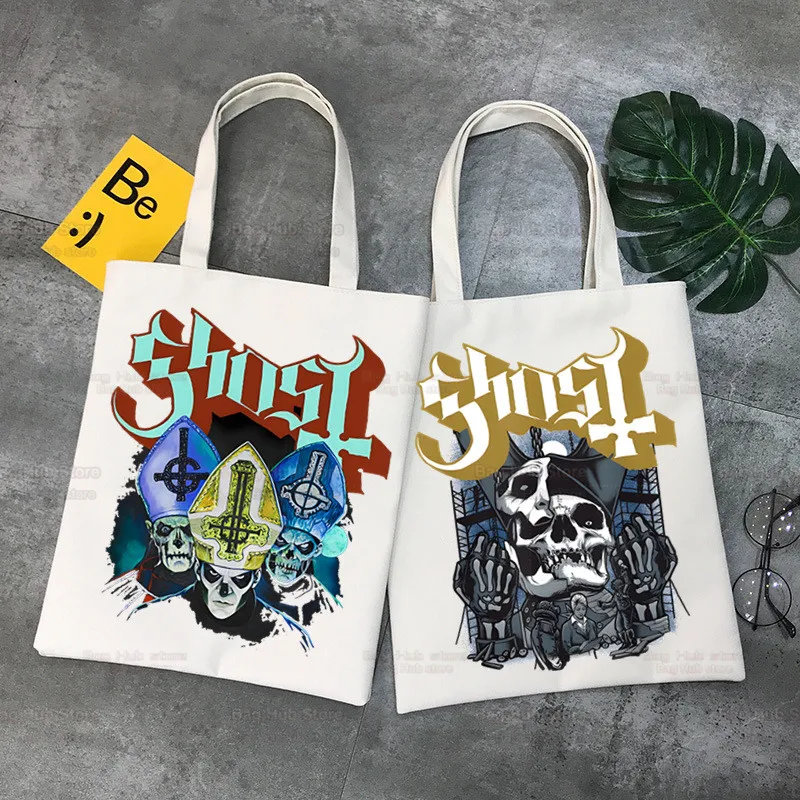 

Сумка для покупок с изображением рок-группы Ghost Band, сумка из тяжелого металла с изображением продуктовых привидений, сумка для покупок из дж...