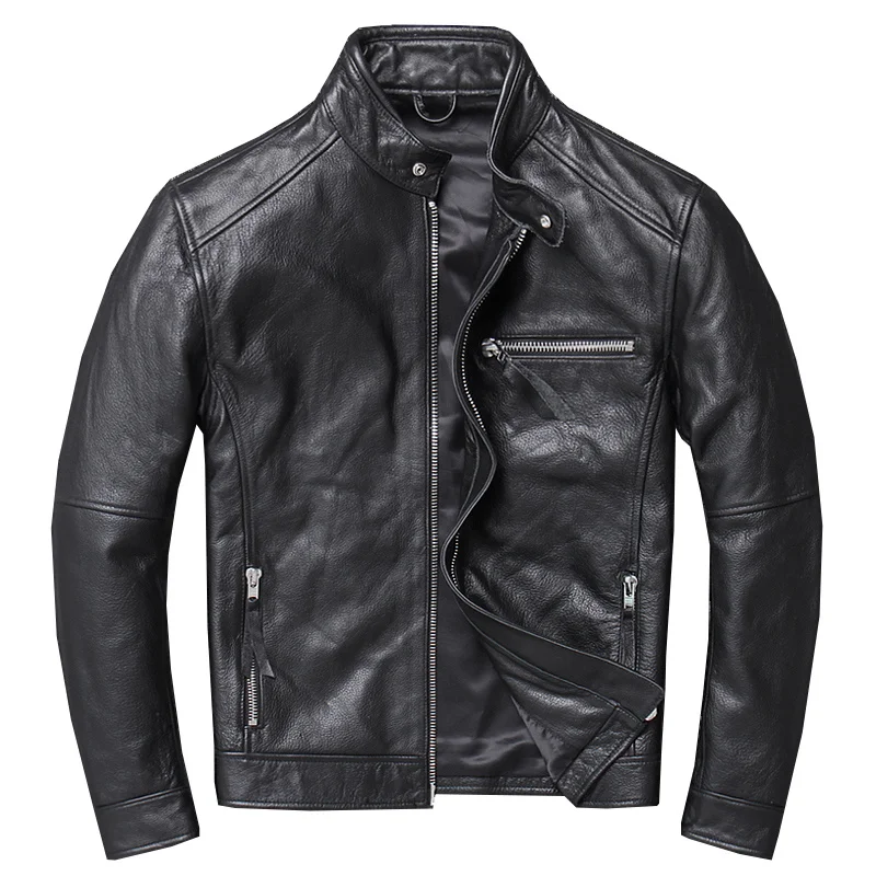 Men's Genuine Leather Cowhide Motorcycle Leather Jacket Riding Jacket Aautumn Winter Coat
Men's Genuine Leather Cowhide Motorcycle Leather Jacket Riding Jacket Aautumn Winter Coat