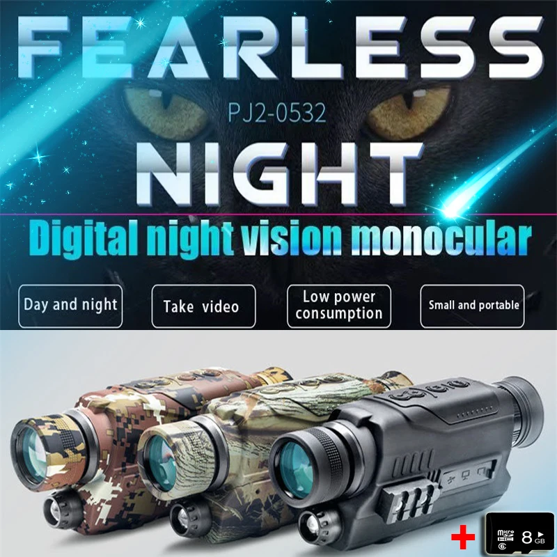 PJ2-0532 Digital Night Vision For Hunting Infrared Camera Photo Video Playback Nightvision 8GB Memory Monocular Telescope
PJ2-0532 Digital Night Vision For Hunting Infrared Camera Photo Video Playback Nightvision 8GB Memory Monocular Telescope