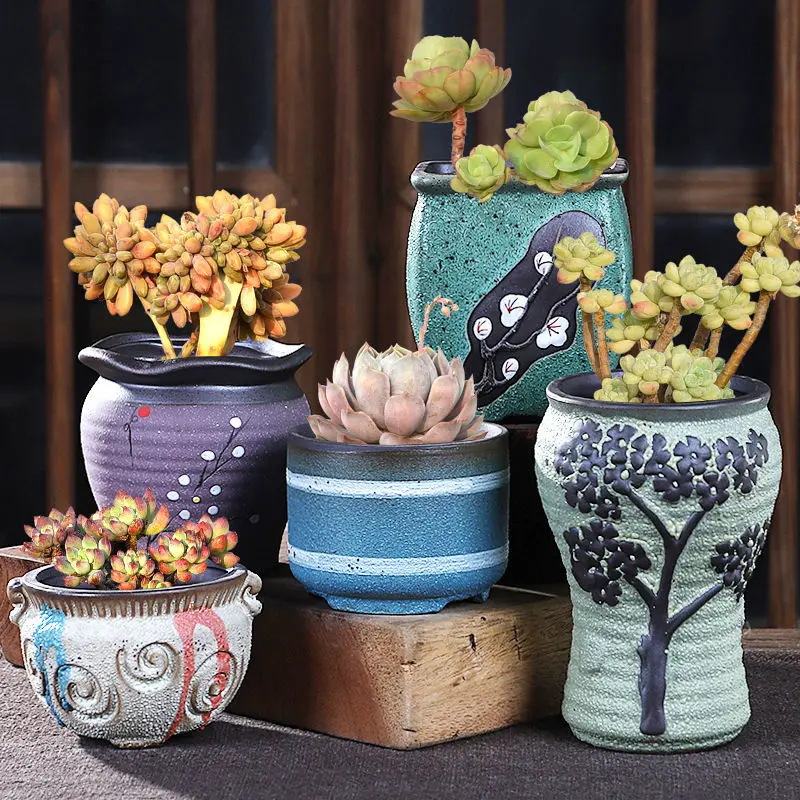 Succulent flower pot old pile creative personality retro rough pottery breathable ceramic flower pot
Succulent flower pot old pile creative personality retro rough pottery breathable ceramic flower pot
