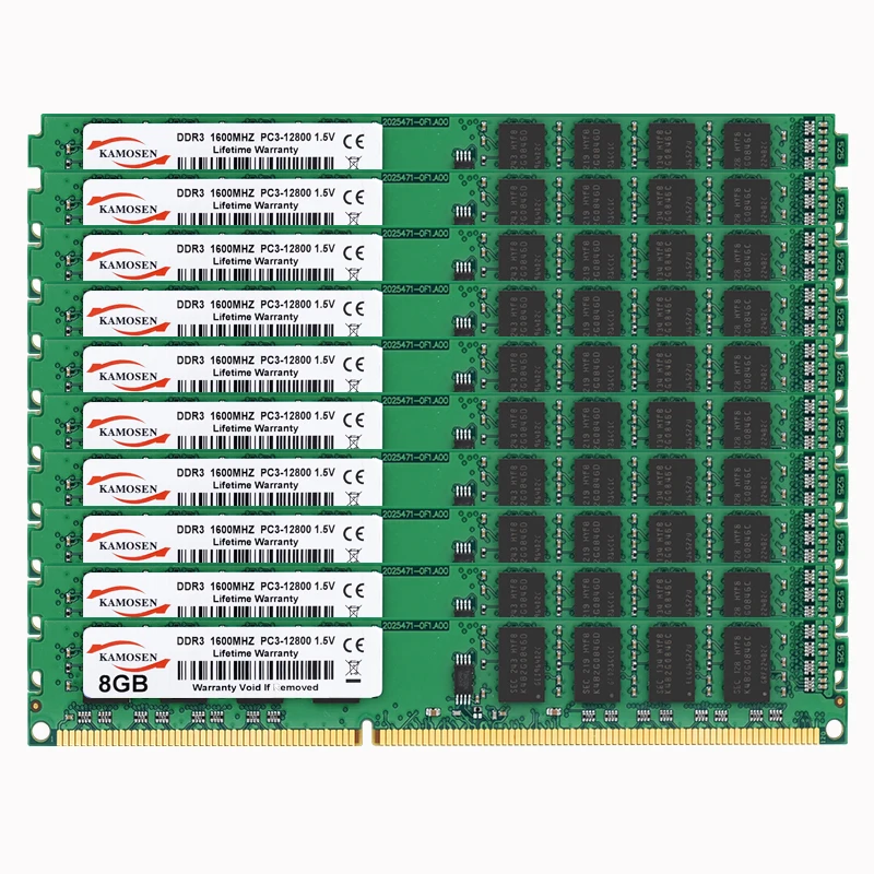 KAMOSEN DDR3 RAM 8GB 1333MHz 1600MHz brand new low voltage 1.5V PC3-12800U desktop memory DIMM 240-pin non-ECC |