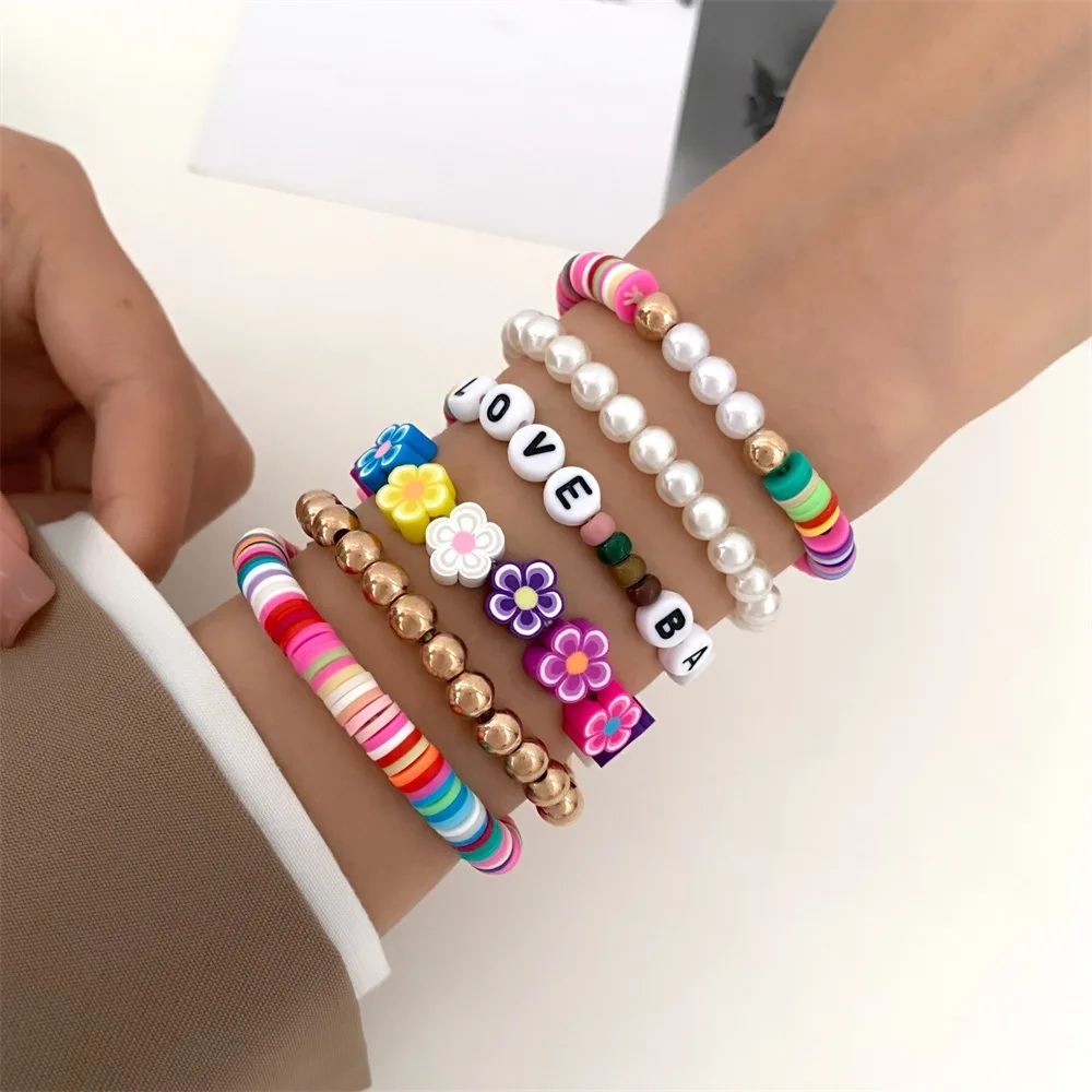 Bohemian Letter Smiling Face Beaded Bracelet For Women Soft Ceramic Material Elastic Adjustable Bracelet Set Summer Accessories
Bohemian Letter Smiling Face Beaded Bracelet For Women Soft Ceramic Material Elastic Adjustable Bracelet Set Summer Accessories