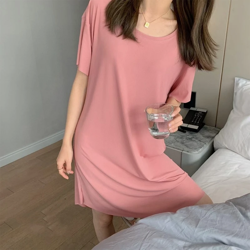 J78E Women Short Sleeve Oversize T-Shirt Dress Solid Color A-Line Lounge Sleepshirt
J78E Women Short Sleeve Oversize T-Shirt Dress Solid Color A-Line Lounge Sleepshirt