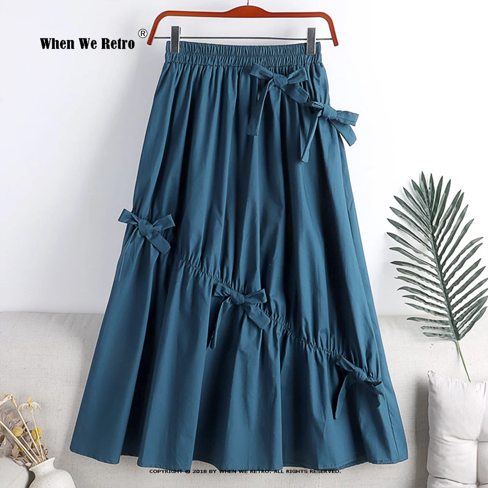 Summer New Elastic High Waist Cotton Skirt with Bow VD3037 Blue White Black Swing A Line Long Midi Skirts for Women
Summer New Elastic High Waist Cotton Skirt with Bow VD3037 Blue White Black Swing A Line Long Midi Skirts for Women