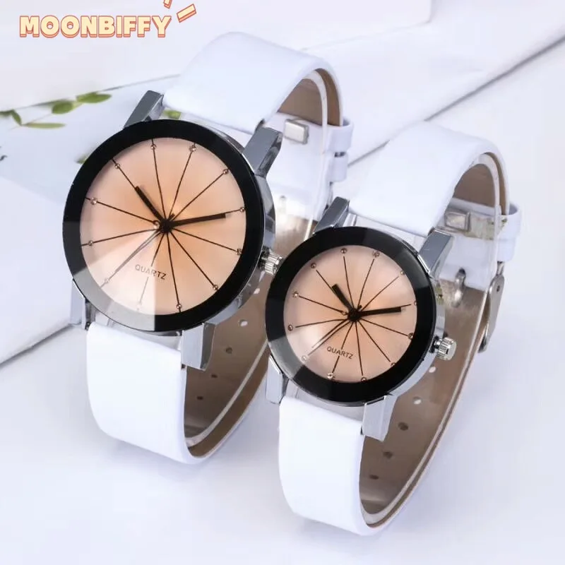 

2022 Fashion Couple Lover Quartz Watch Dial Hour Digital Women Watches Men Leather Wristwatches Clock Lady Gift montre femme