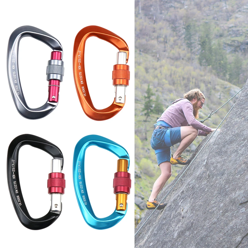 25KN Carabiner Auto Lock D-ring Buckle Climbing Rappelling Locking Clip Durable Alumunium Outdoor Climbing Accessories Tools
25KN Carabiner Auto Lock D-ring Buckle Climbing Rappelling Locking Clip Durable Alumunium Outdoor Climbing Accessories Tools
