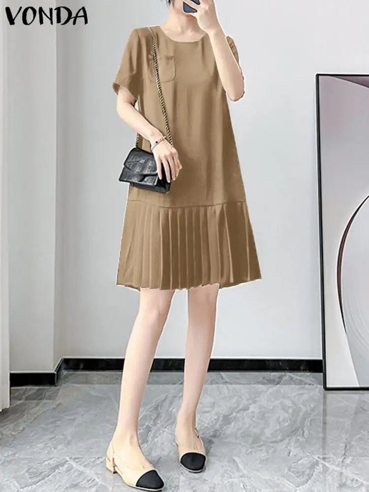 Women Mini Dress 2023 Sexy Round Neck Short Sleeve Pleated Party Dress Summer Sundress VONDA Fashion Vestidos Casual Robe
Women Mini Dress 2023 Sexy Round Neck Short Sleeve Pleated Party Dress Summer Sundress VONDA Fashion Vestidos Casual Robe