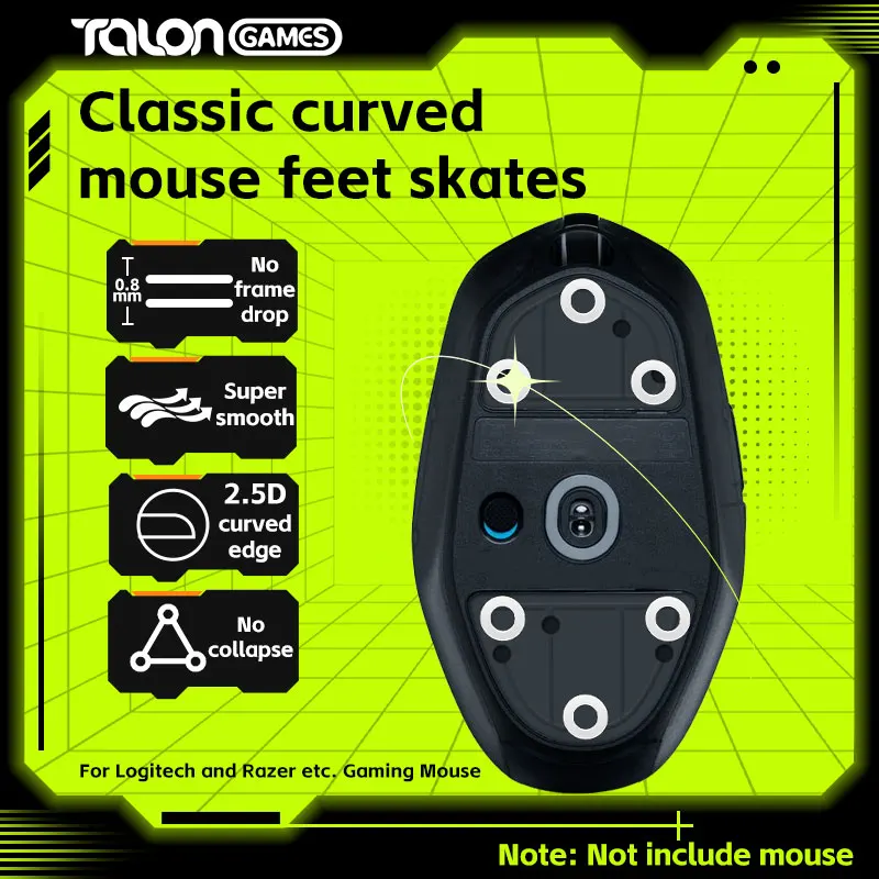 

20PCS 10mm TALONGAMES Mouse Feet Compatible With Razer Logitech Glorious Steelseries Universal Dots Round Curved Edge Mouse Feet