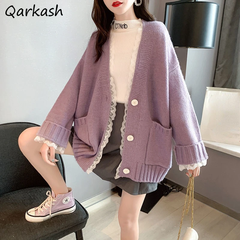 Cardigan Women Pockets Elegant Cozy Spring Trendy Retro Baggy Knitted Ulzzang Casual Patchwork Design Feminino Clothes Sweater 
Cardigan Women Pockets Elegant Cozy Spring Trendy Retro Baggy Knitted Ulzzang Casual Patchwork Design Feminino Clothes Sweater