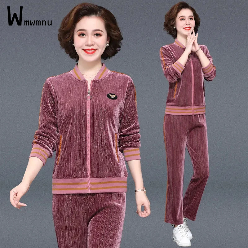 Women Zipper Bling-bling Velvet 2 Peice Set Stripe Edge Zipper Coat+Solid Straight Pant Tracksuit Chic Mom Jogging Korean Outfit
Women Zipper Bling-bling Velvet 2 Peice Set Stripe Edge Zipper Coat+Solid Straight Pant Tracksuit Chic Mom Jogging Korean Outfit
