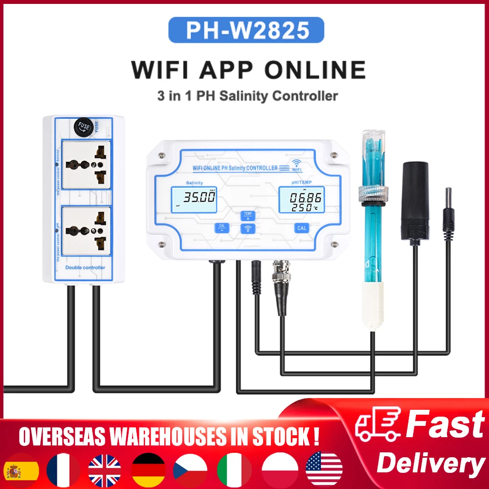 3in1 WiFi Water Quality Detector PH/Salinity/TEMP Electrode BNC Type Probe Water Quality Tester for Aquarium Hydroponics Monitor
3in1 WiFi Water Quality Detector PH/Salinity/TEMP Electrode BNC Type Probe Water Quality Tester for Aquarium Hydroponics Monitor