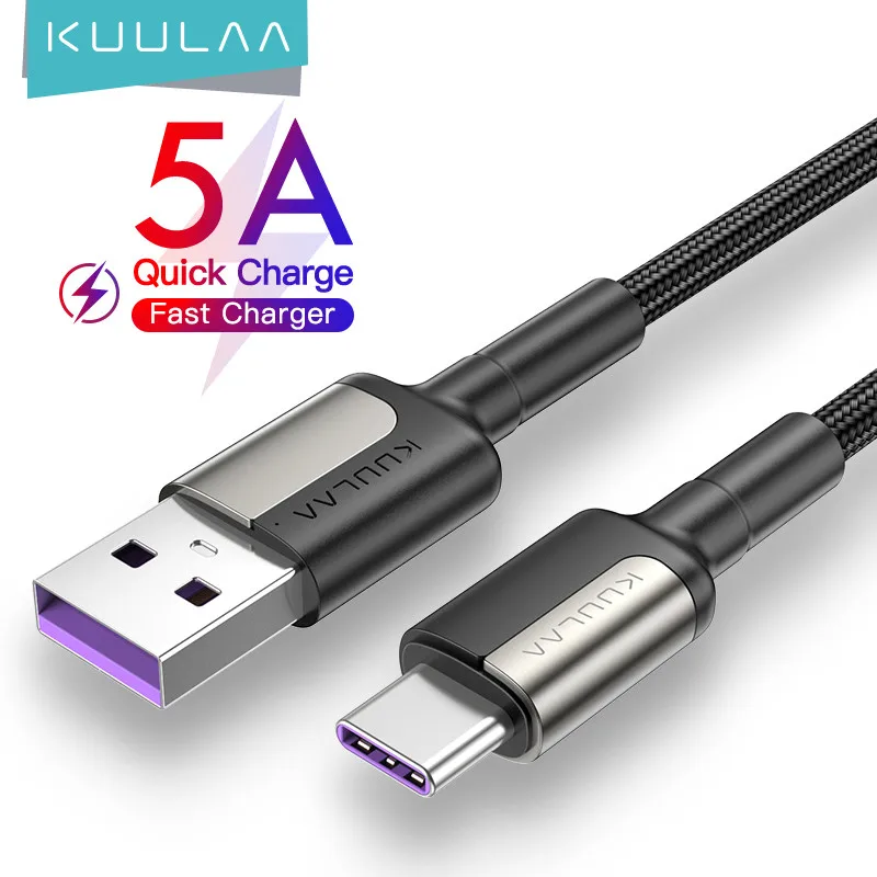 

KUULAA 5A USB Type C Кабель USB Быстрая зарядка Зарядное устройство для мобильного телефона Type-C Кабель для передачи данных для Huawei P40 Mate 30 Xiaomi Redmi USBC Wire