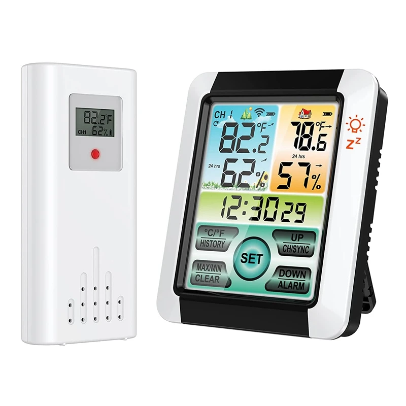Indoor Outdoor Thermometer Wireless Digital Hygrometer Temperature Gauge With Time, Temperature Humidity Sensor
Indoor Outdoor Thermometer Wireless Digital Hygrometer Temperature Gauge With Time, Temperature Humidity Sensor