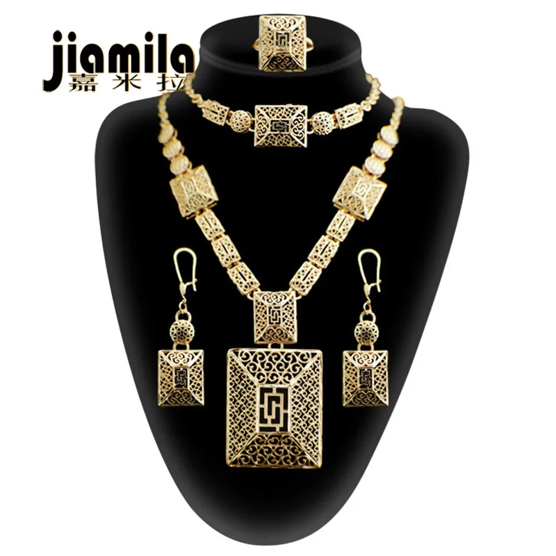 JIAMILA Saudi Arabia Necklace Bracelet ring earrings Dubai 24k Gold Plated Jewelry Sets Ethiopian Nigeria Women Bridal Jewellery
JIAMILA Saudi Arabia Necklace Bracelet ring earrings Dubai 24k Gold Plated Jewelry Sets Ethiopian Nigeria Women Bridal Jewellery