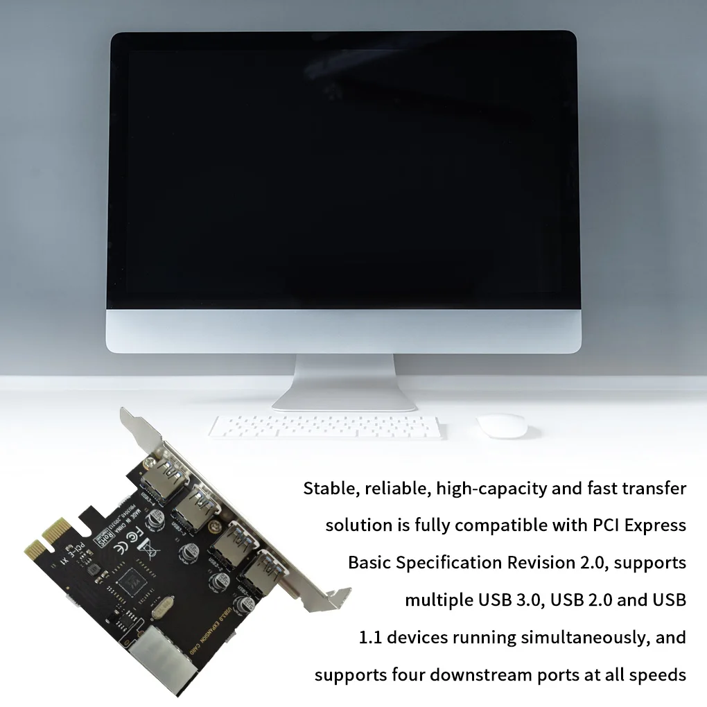 PCI-E to USB Expansion Card USB 3 0 PCI-E Extender Board 4 Ports Adapter Board Computer Accessory
PCI-E to USB Expansion Card USB 3 0 PCI-E Extender Board 4 Ports Adapter Board Computer Accessory
