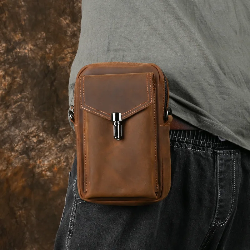 Vintage Crazy Horse Leather Fanny Pack Men Genuine Leather Belt Waist Shoulder Bags Male Small Phone Pouch Loop Hip Bum Bag
Vintage Crazy Horse Leather Fanny Pack Men Genuine Leather Belt Waist Shoulder Bags Male Small Phone Pouch Loop Hip Bum Bag