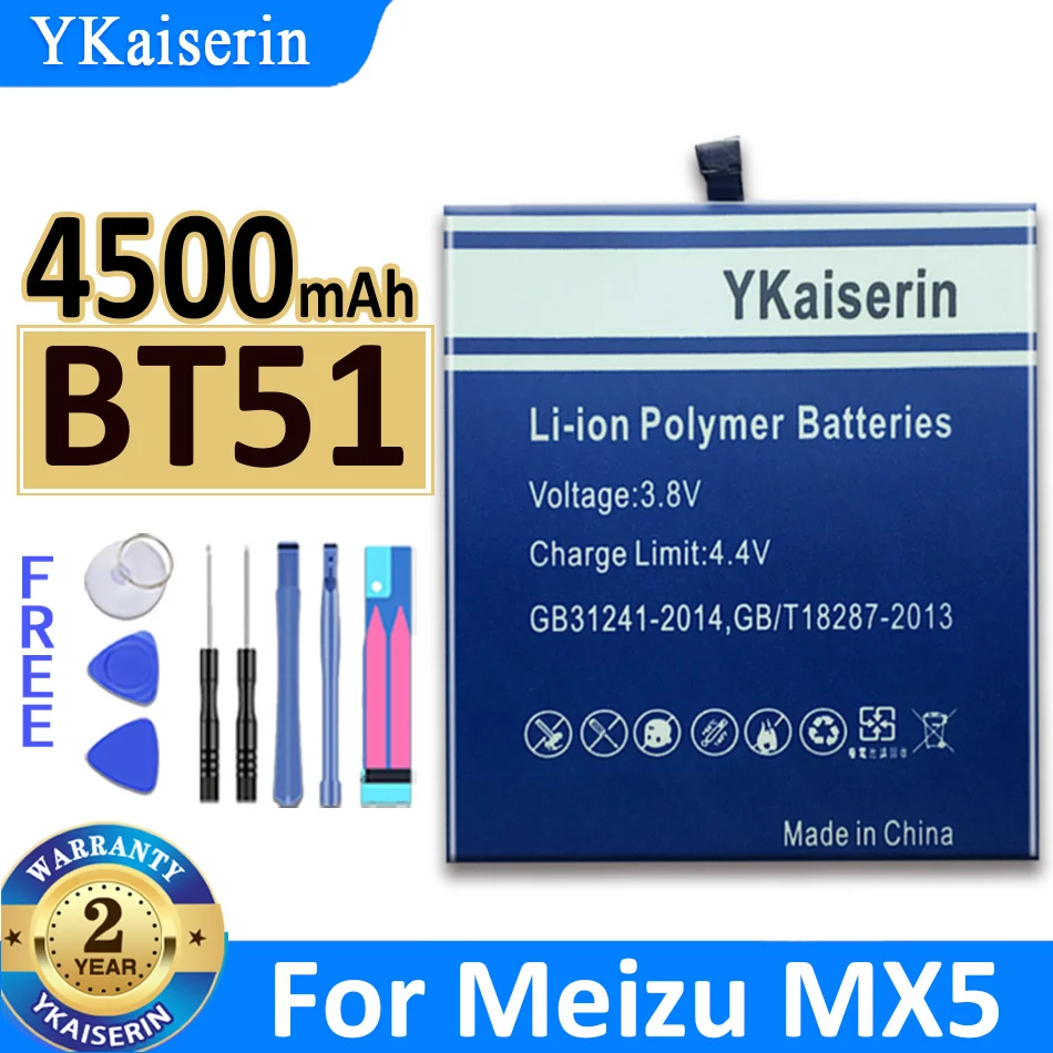 

YKaiserin Battery BT 51 BT-51 4500mAh For Meizu Meizy MX5 M575M M575U BT51 Baterij Bateria + Track Number