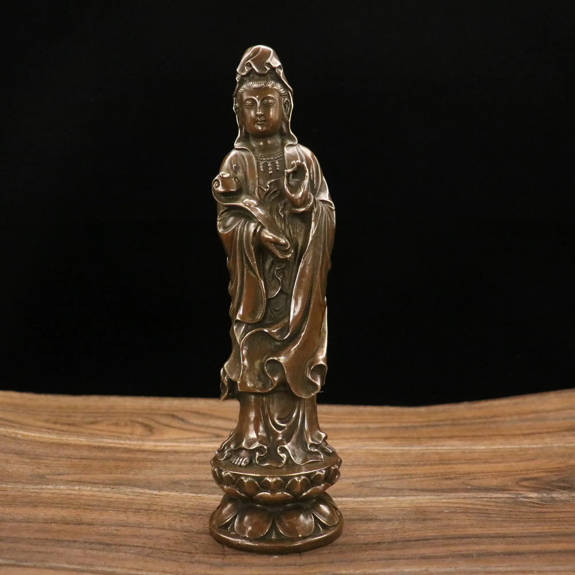 

Collect Chinese Elaboration Brass Auspicious Lucky Wealth “ Guanyin ” Metal Crafts Home Decoration