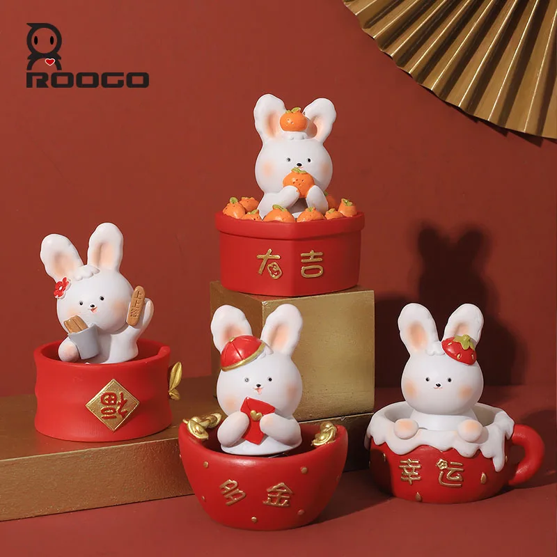 ROOGO New Design Cartoon Blessings Rabbit Resin Sculpture Home Decor Chinese New Year Miniature Ornament Statue for Party Desk
ROOGO New Design Cartoon Blessings Rabbit Resin Sculpture Home Decor Chinese New Year Miniature Ornament Statue for Party Desk