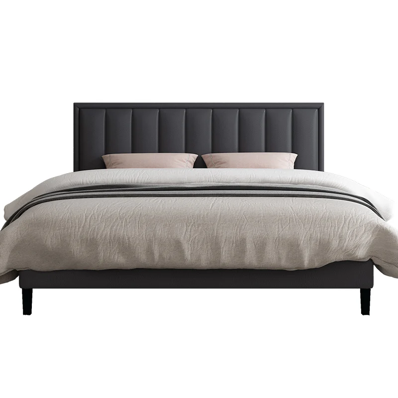 Кровать из натуральной кожи, нордическая кровать для хранения в спальне, современная и Минималистичная 1,5-метровая двуспальная кровать, Минималистичная Свадебная кровать с татами