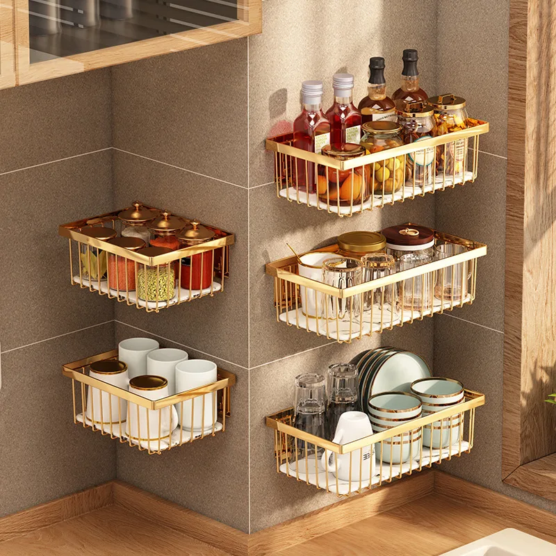 Light luxury gold kitchen shelf seasoning rack seasoning storage rack stainless steel vegetable basket vegetable rack wall hangi
Light luxury gold kitchen shelf seasoning rack seasoning storage rack stainless steel vegetable basket vegetable rack wall hangi