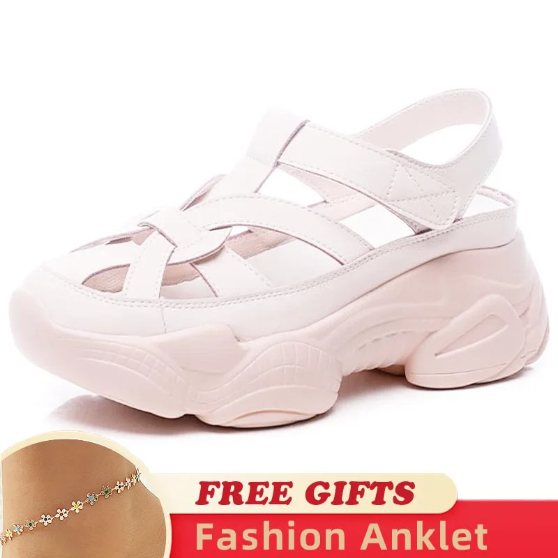 6cm Genuine Leather Hollow Sandals Women Summer Platform Wedge Breathable Women Comfortable Shoes Ladies Fashion Hook&Loop Shoes
6cm Genuine Leather Hollow Sandals Women Summer Platform Wedge Breathable Women Comfortable Shoes Ladies Fashion Hook&Loop Shoes