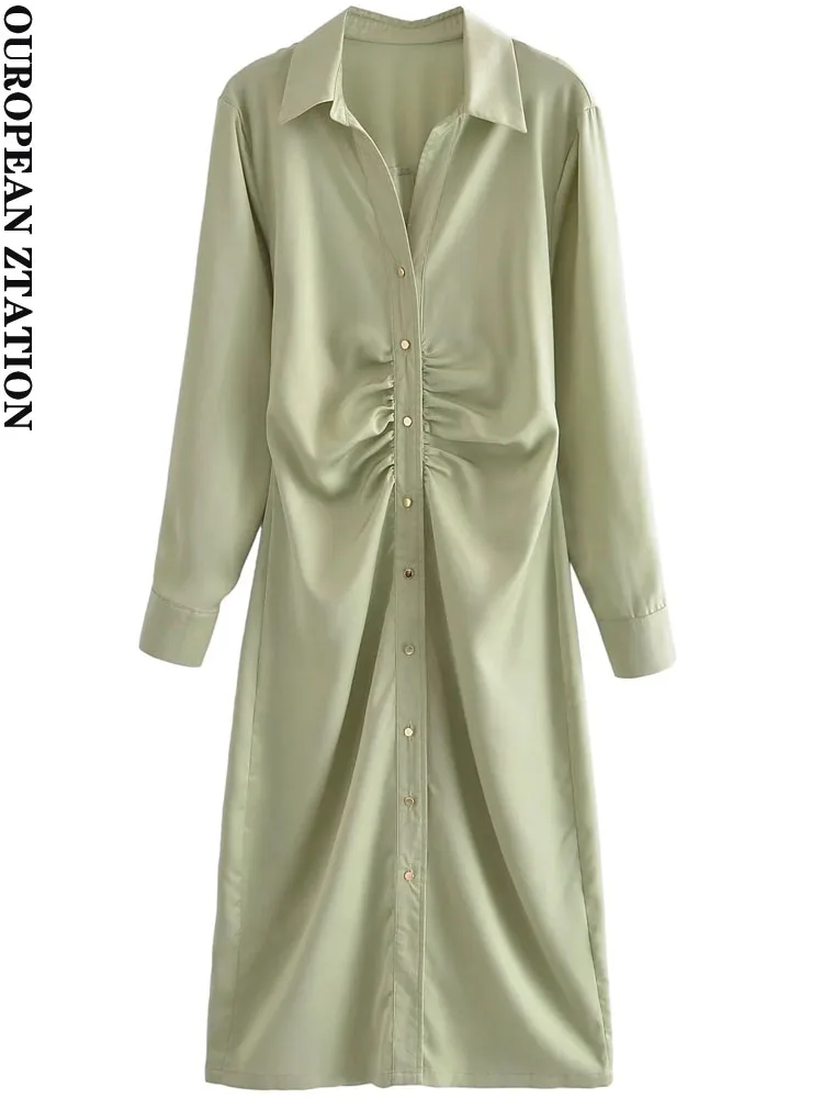 PAILETE Women 2022 fashion with gathering pleated midi shirt dress vintage long sleeve button-up female dresses vestidos mujer
PAILETE Women 2022 fashion with gathering pleated midi shirt dress vintage long sleeve button-up female dresses vestidos mujer
