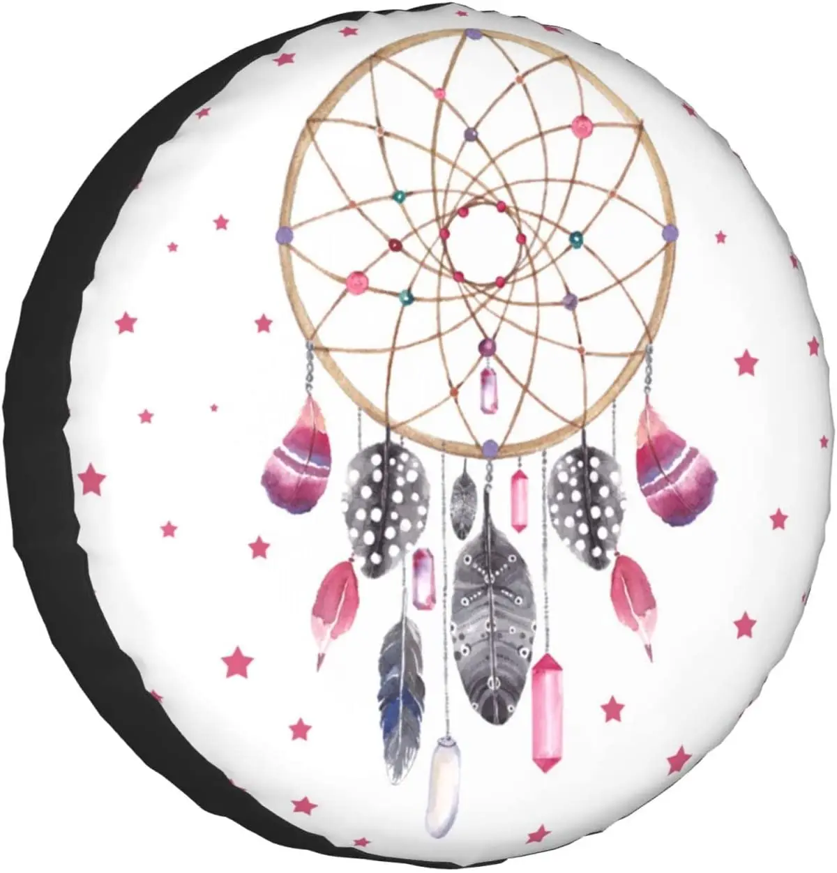 

Spare Tire Cover Universal Portable Tires Cover Boho Wreath Feathers Car Tire Cover Wheel Protector Weatherproof and Dus