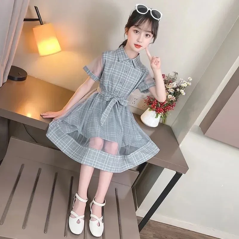 New Summer Big Child Dress Short-Sleeved Stitching Mesh Plaid Prom Dresses Cute Children Girls Clothes Party Evening Dresses
New Summer Big Child Dress Short-Sleeved Stitching Mesh Plaid Prom Dresses Cute Children Girls Clothes Party Evening Dresses