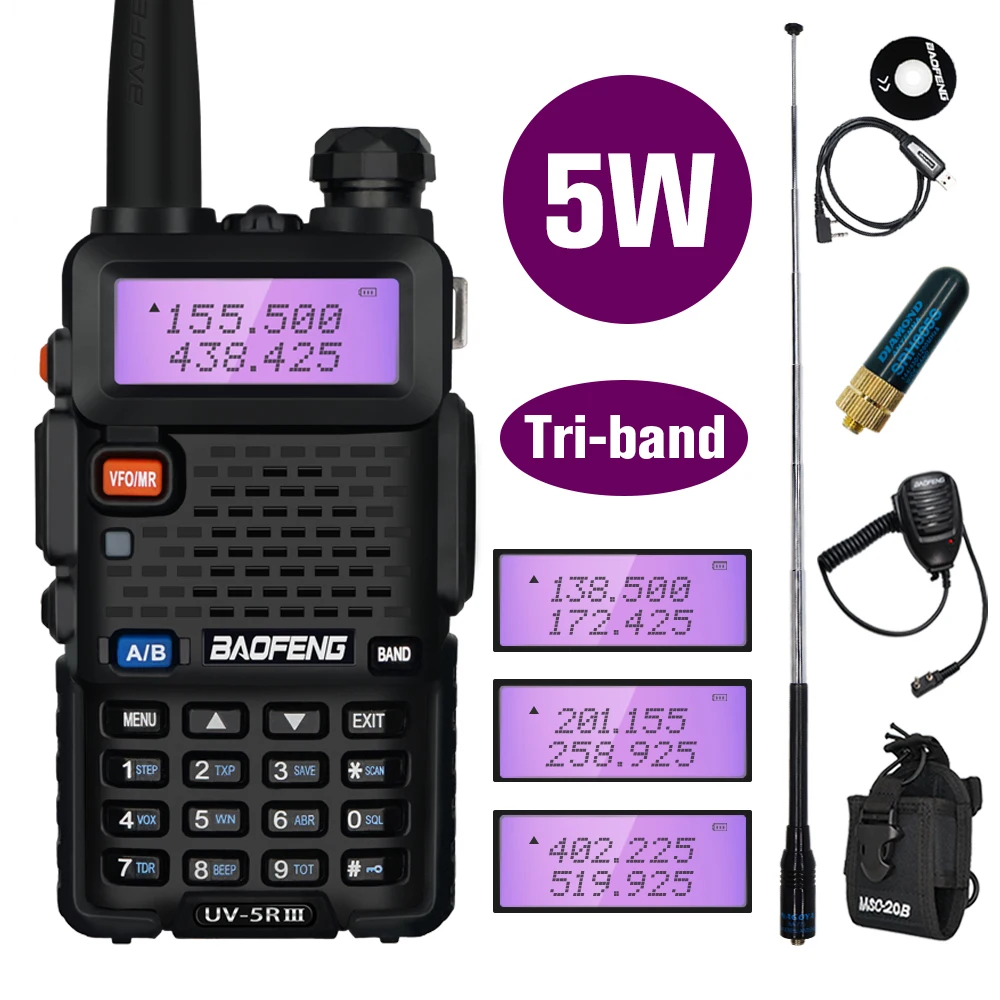 

Baofeng UV-5R III Tri-Band Walkie Talkie VHF UHF 220-260MHz Transceiver Portable 5W Two way Ham Radio UV5R UV 5R Update Version