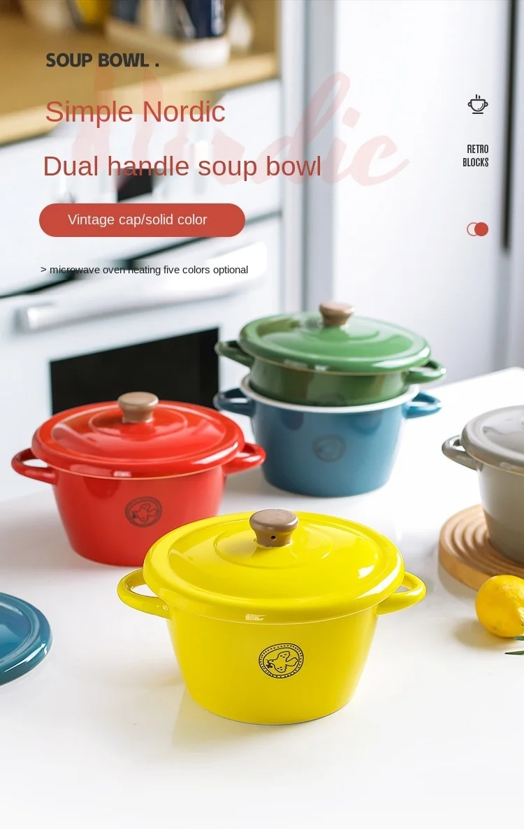 Binaural Soup Bowl Large Household Creative Instant Noodle Bowl with Lid Individual Porcelain Large Bowl Single Soup Plate
Binaural Soup Bowl Large Household Creative Instant Noodle Bowl with Lid Individual Porcelain Large Bowl Single Soup Plate