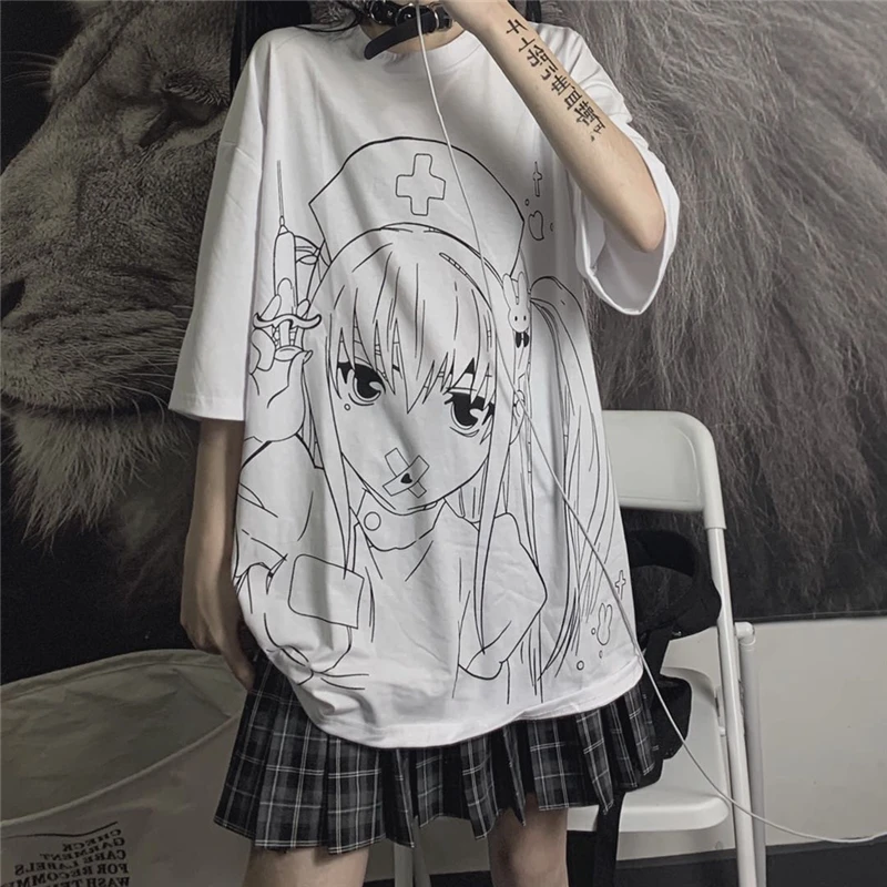 Y2k Girl Lovely Cartoon Print Street Tshirt Harajuku Female O Neck Casual Summer T-shirt Japanese Black White Purple Outdoor Top
Y2k Girl Lovely Cartoon Print Street Tshirt Harajuku Female O Neck Casual Summer T-shirt Japanese Black White Purple Outdoor Top