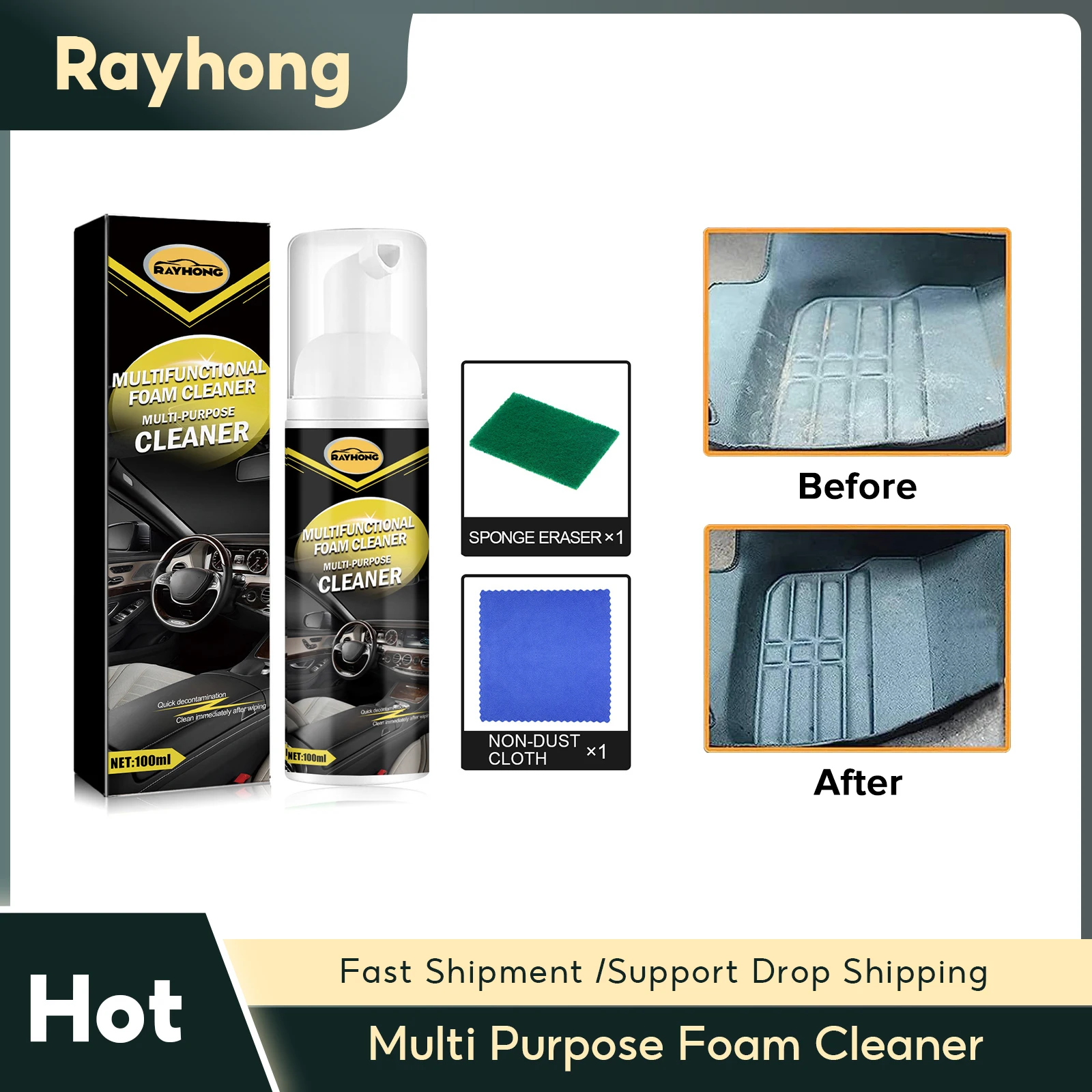 Multi Purpose Foam Cleaner Auto Leather Restorer Rust Remover Kitchen Grease Cleaning Foam Spray Car Interior Cleaning Tools Kit
Multi Purpose Foam Cleaner Auto Leather Restorer Rust Remover Kitchen Grease Cleaning Foam Spray Car Interior Cleaning Tools Kit