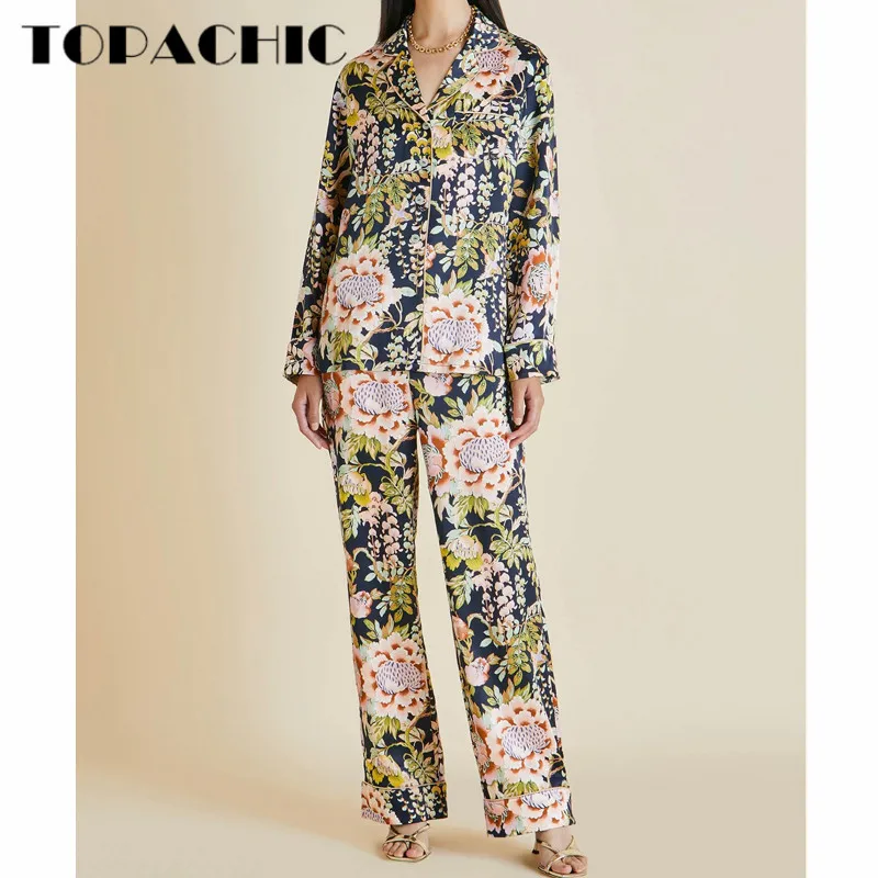 7.19 High Quality Silk Flower Print Single Breasted Roll-up Long Sleeve Shirt + Elastic Waist Pants 2 Piece Set Women
7.19 High Quality Silk Flower Print Single Breasted Roll-up Long Sleeve Shirt + Elastic Waist Pants 2 Piece Set Women
