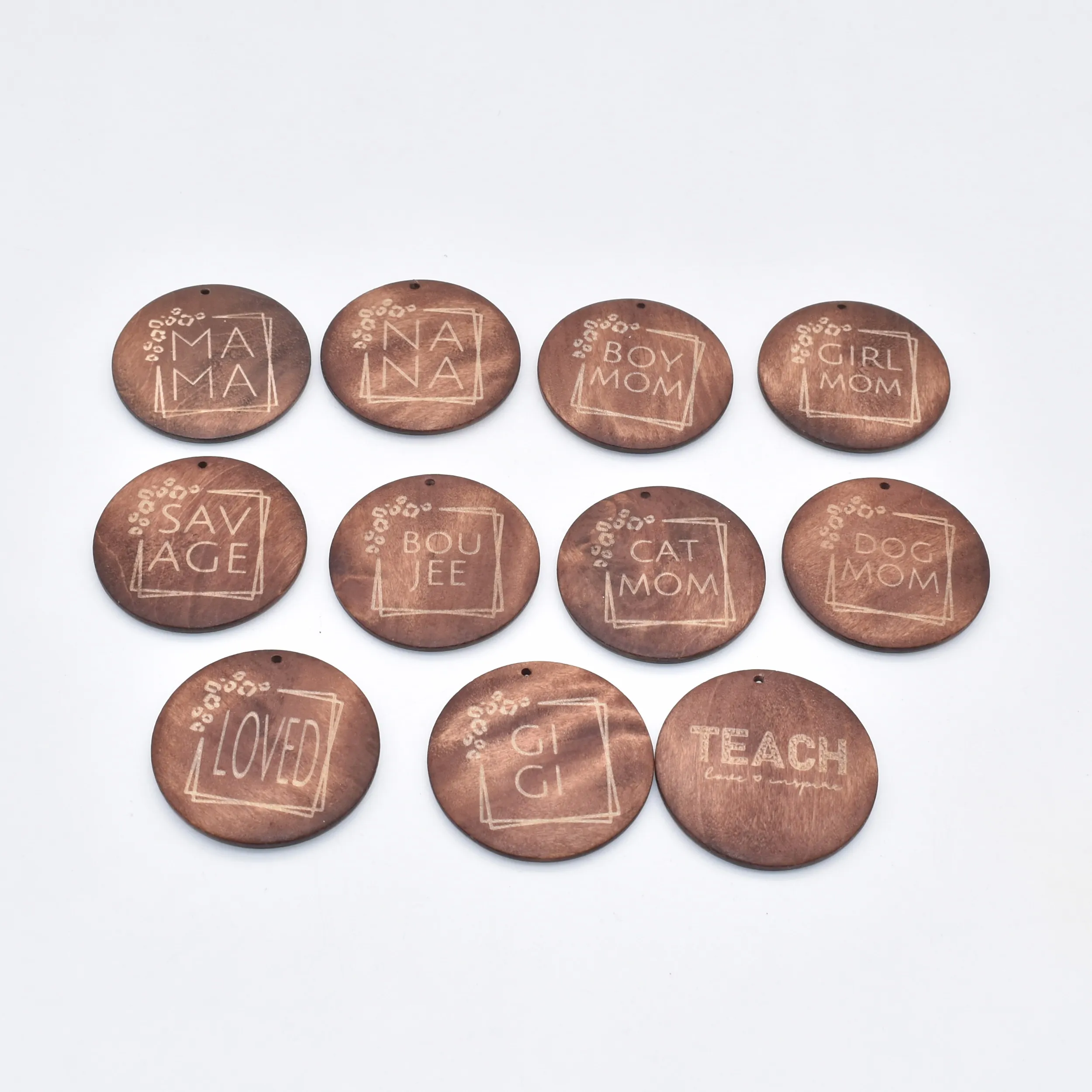 Darker Brown Original Wooden Disc Engraved Personalized Boymom GirlMom NANA GIGI TEACH For Jewelry DIY Making Monogram Accessory
Darker Brown Original Wooden Disc Engraved Personalized Boymom GirlMom NANA GIGI TEACH For Jewelry DIY Making Monogram Accessory