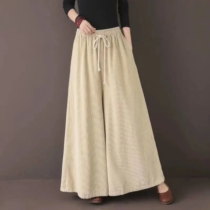 Corduroy Solid Casual Loose Wide-Leg Big Hem Women's Pants Korean Fashion Elastic High Waist Ankle-Length Pants For Women 2023
Corduroy Solid Casual Loose Wide-Leg Big Hem Women's Pants Korean Fashion Elastic High Waist Ankle-Length Pants For Women 2023