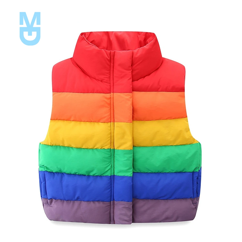 New Cute Boys Girls Rainbow Stripes Vests Colorful Turtleneck Kids Puffer Jackets for Baby Boy Sleeveless Button Coat
New Cute Boys Girls Rainbow Stripes Vests Colorful Turtleneck Kids Puffer Jackets for Baby Boy Sleeveless Button Coat