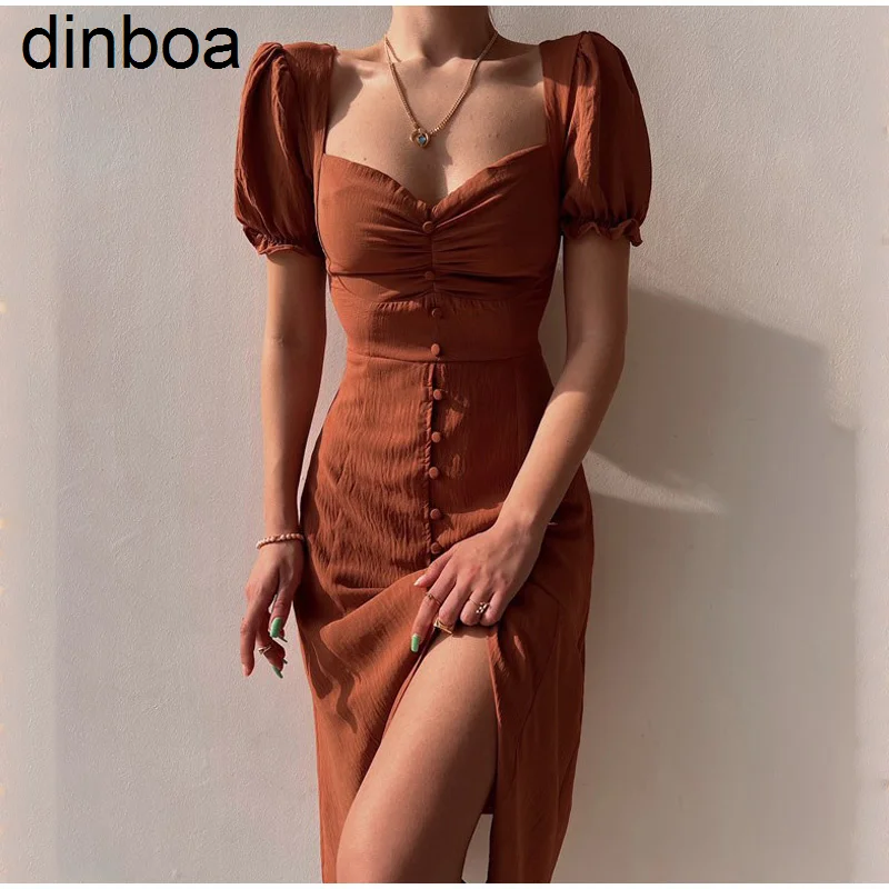 Sexy Dress Women Puff Sleeve Summer Long Skirt Elegant Single Breasted Slim Long Dresse Side Slit Casual Button Solid Lady Skirt
Sexy Dress Women Puff Sleeve Summer Long Skirt Elegant Single Breasted Slim Long Dresse Side Slit Casual Button Solid Lady Skirt
