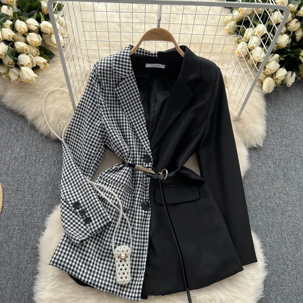 Осенний блейзер с лацканами и цветными блокировками, нишевой свободный Блейзер средней длины с длинными рукавами в клетку с крупными птица...
Осенний блейзер с лацканами и цветными блокировками, нишевой свободный Блейзер средней длины с длинными рукавами в клетку с крупными птица...