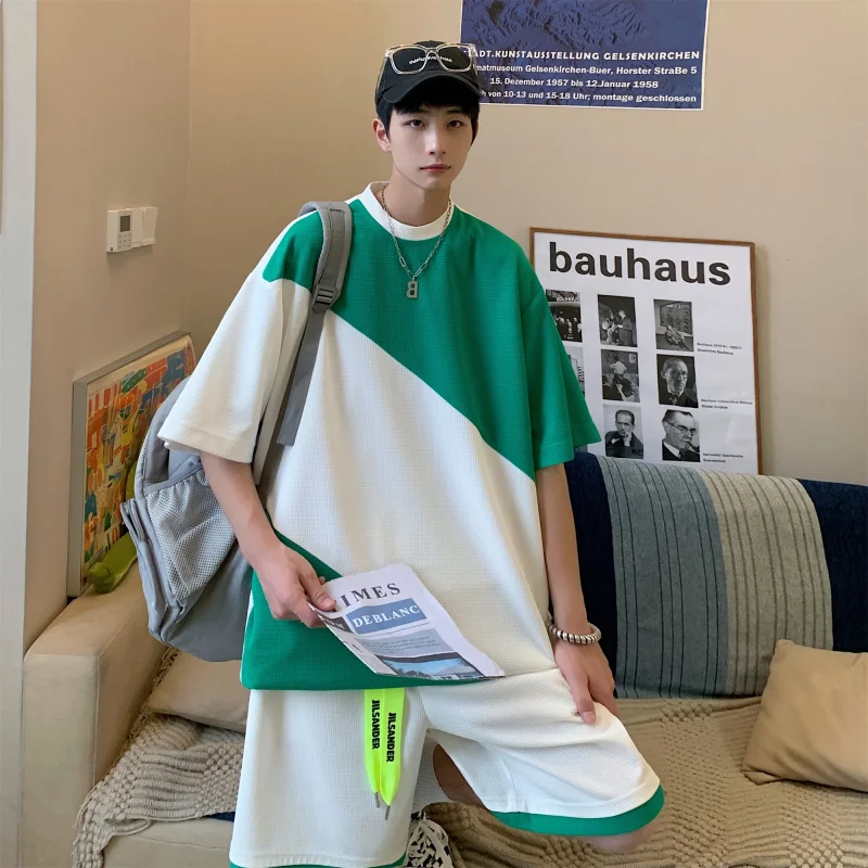 Summer Oversized Patchwork 2 Pieces Sets Mens Korean Fashion Trends Streetwear Track Suits Teenage Loose Top Tees Casual Shorts
Summer Oversized Patchwork 2 Pieces Sets Mens Korean Fashion Trends Streetwear Track Suits Teenage Loose Top Tees Casual Shorts