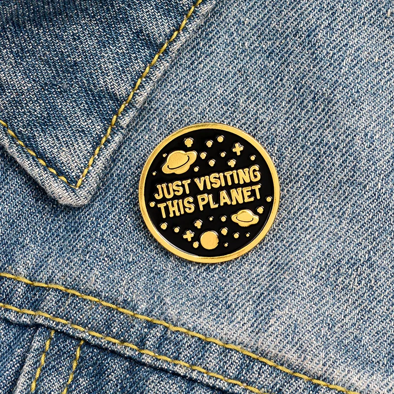 JUST VISITING THIS PLANET Text Enamel Pins Round Shape Planet Brooches Backpack Clothing Badge Jewelry Accessories
JUST VISITING THIS PLANET Text Enamel Pins Round Shape Planet Brooches Backpack Clothing Badge Jewelry Accessories