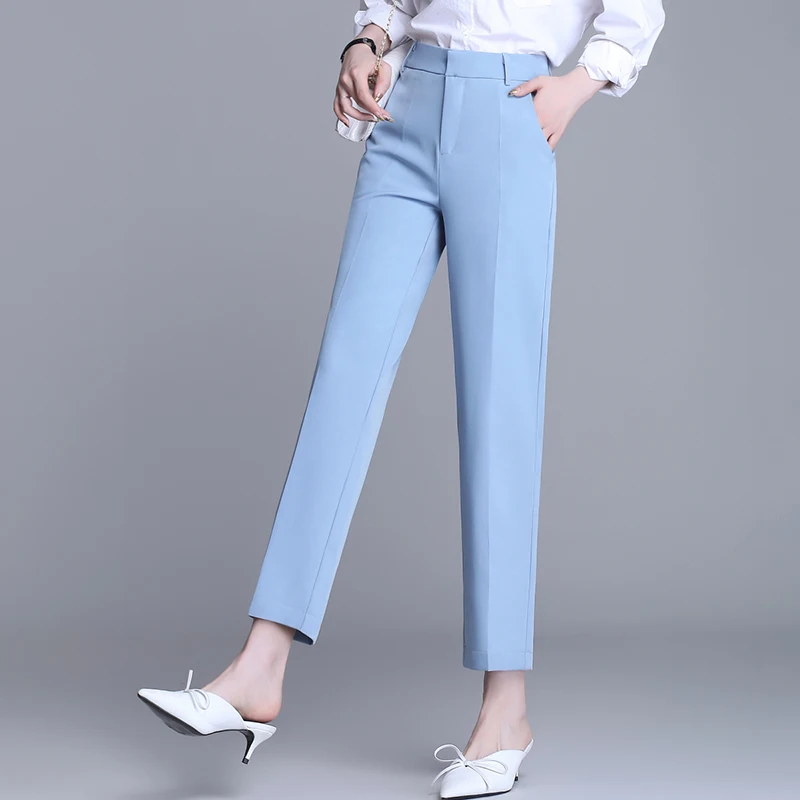 Fashion Women's Pants Spring Stretch Women's Straight Flat Trousers Ankle-length Suit Pants Women Pocket Mid Waist Basic Clothes
Fashion Women's Pants Spring Stretch Women's Straight Flat Trousers Ankle-length Suit Pants Women Pocket Mid Waist Basic Clothes